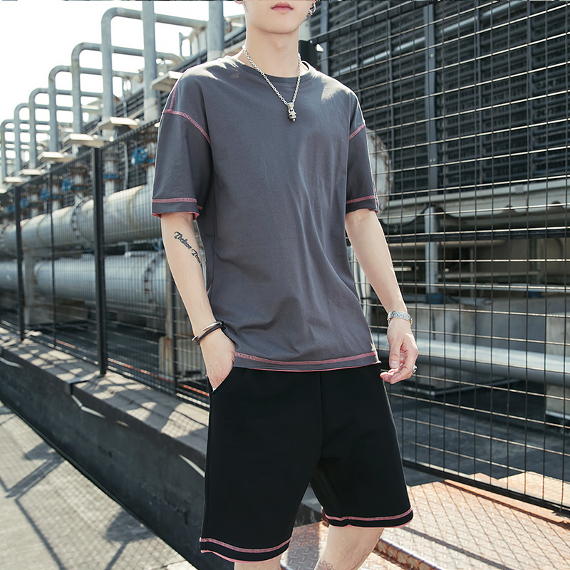 

2020 Men's Men's Summer Short Sleeve T Shirts Hip Hop Tops Suit Set Sportswear Sets Clothing, Blue