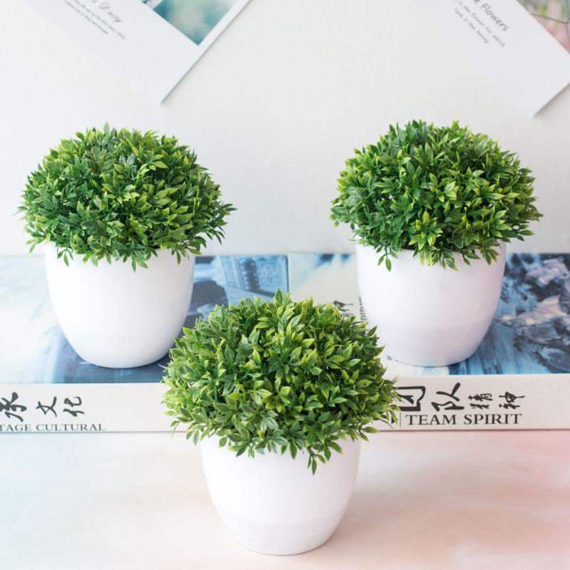 

Artificial Potted Plant Bonsai Plastic Flowerpot Ornaments Simulation Flower Fake Grass Wedding Party Christmas Decor Home Decor, As the picture show