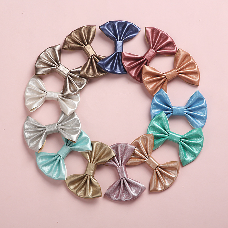 

Baby Hair Clips Leather Girls Bows Hair Accessories Candy Color For Children Fashion Hairpins Sequins Infant Barrette Cool