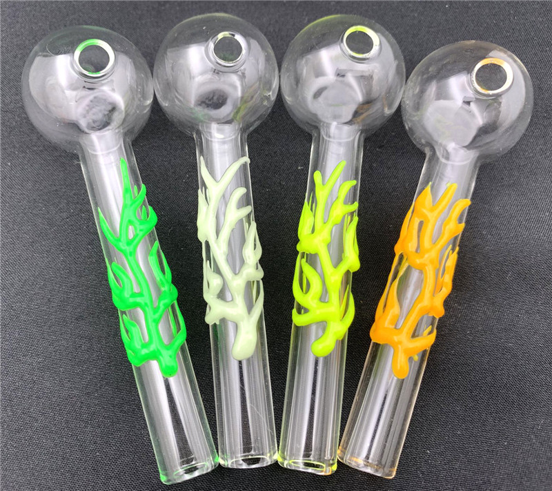 

Glow in the dark Glass Oil Burner Pipe Mini Smoking Hand Pipes Thick Glass Oil nail Pipe for smoking water pipes