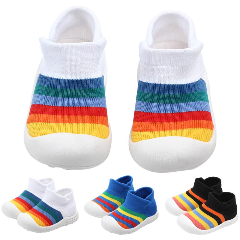 

Colorful Baby Shoes First Shoes Baby Toddler First Walker Girl Boy Kids Soft Rubber Sole Anti-Slip Knitted D30, Blue