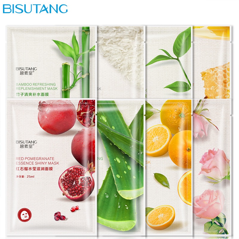 

BISUTANG Fruit Plant Facial Mask Moisturizing Face Skin Care Oil Control Mask Sheet Hydrating Facial Masks