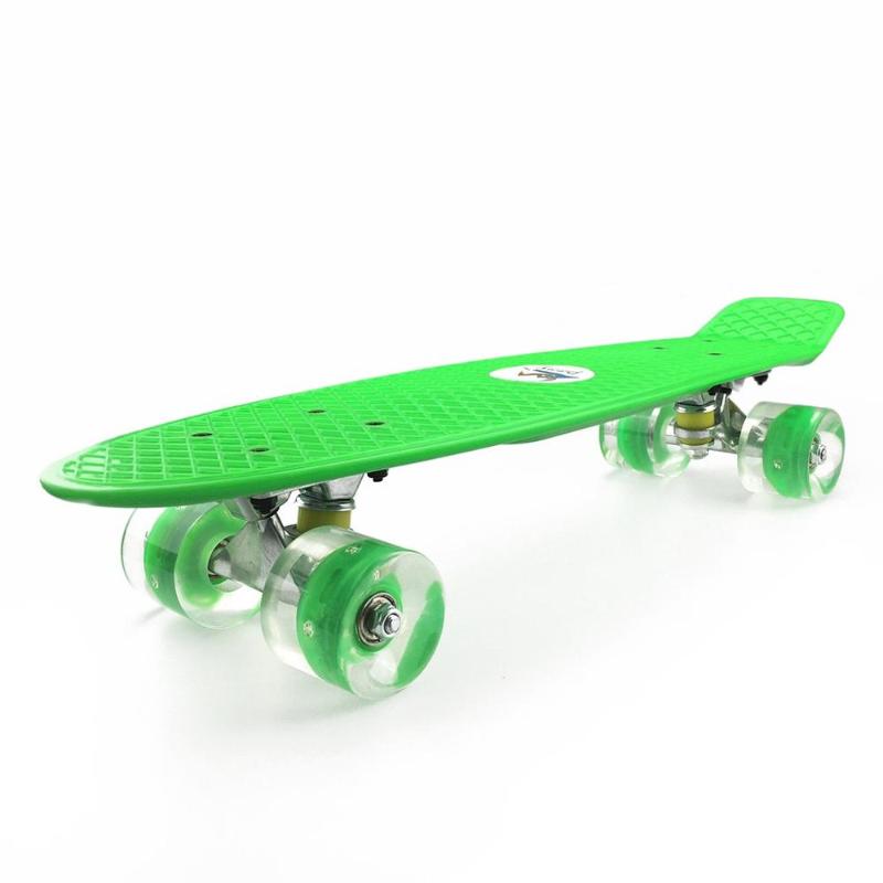 

Single Warped Four-wheel Flashing Skateboard for Adult Plastic Board Single Warped Skateboard Men Women, Black