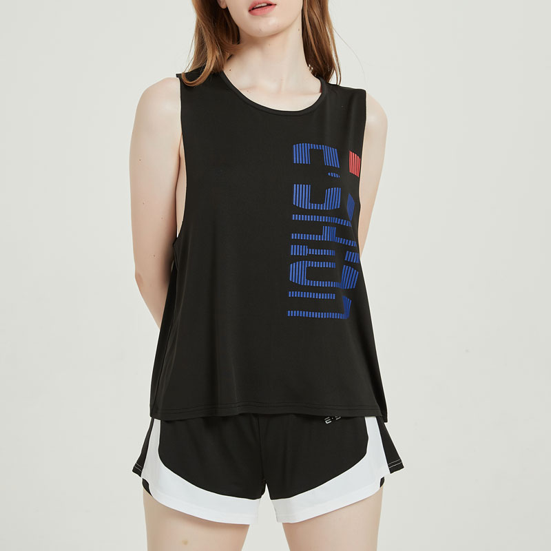 

Sleeveless Yoga Tops Women Running Loose Crop Top Sport Singlet Tank Tops Workout Shirt Sports Gym Women Summer Vest, Black
