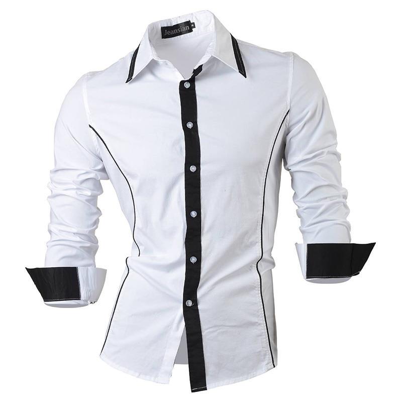 #Z030-White Vestidos de hombre Jeansian,camisa de moda informal de #Z030-White Vestidos de hombre Jeansian,camisa de moda informal de