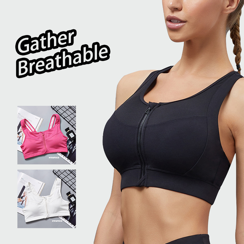 

Women Sports Bra Front zip Comfortable Running Sports Bras Women Gym Breathable Ladies Fitness Bra Sexy Sport Bras, Front zip-gray