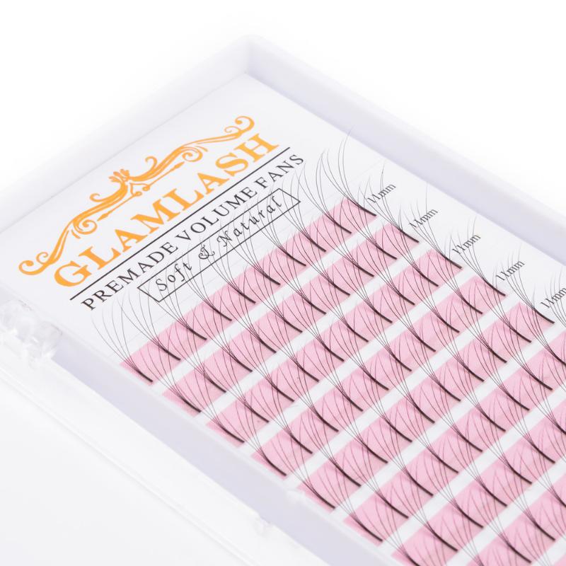 

GLAMLASH 12 Lines Premade Long Stem Volume Fans Lash Russian Volume Eyelash Extensions Pre made Lash Extension Faux Mink