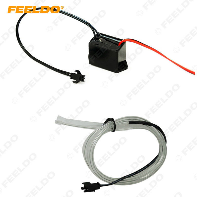 

FEELDO 1Pc 2M Ice-Blue Flexible Moulding EL Neon Glow Lighting Rope Strip With Fin For Car Decoration #FD-3268