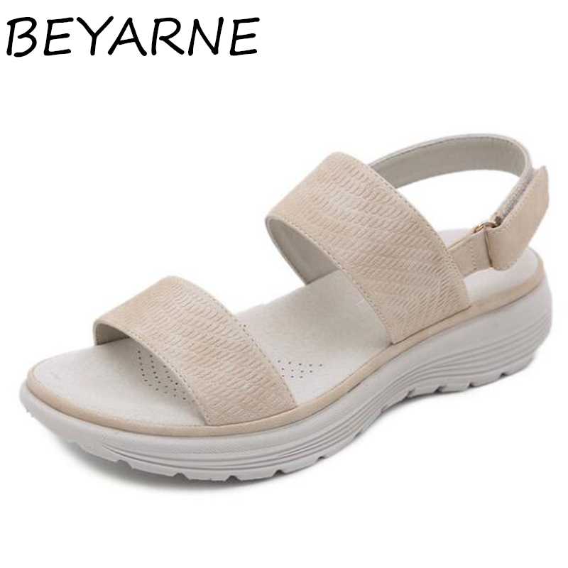 

BEYARNEBeach Sandals Women New Fashion Open Toe Wedge Sandals Student Sports Style Summer Shoes Women sandalia feminina, Beige