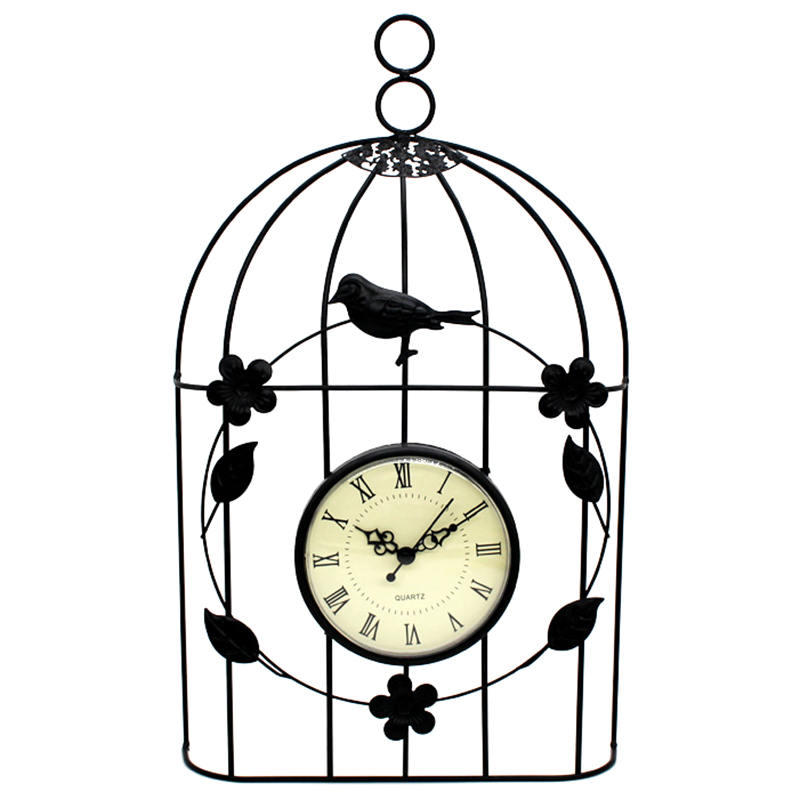 

Bird Cage Wall Clock Vintage Antique Style Decor Hanging