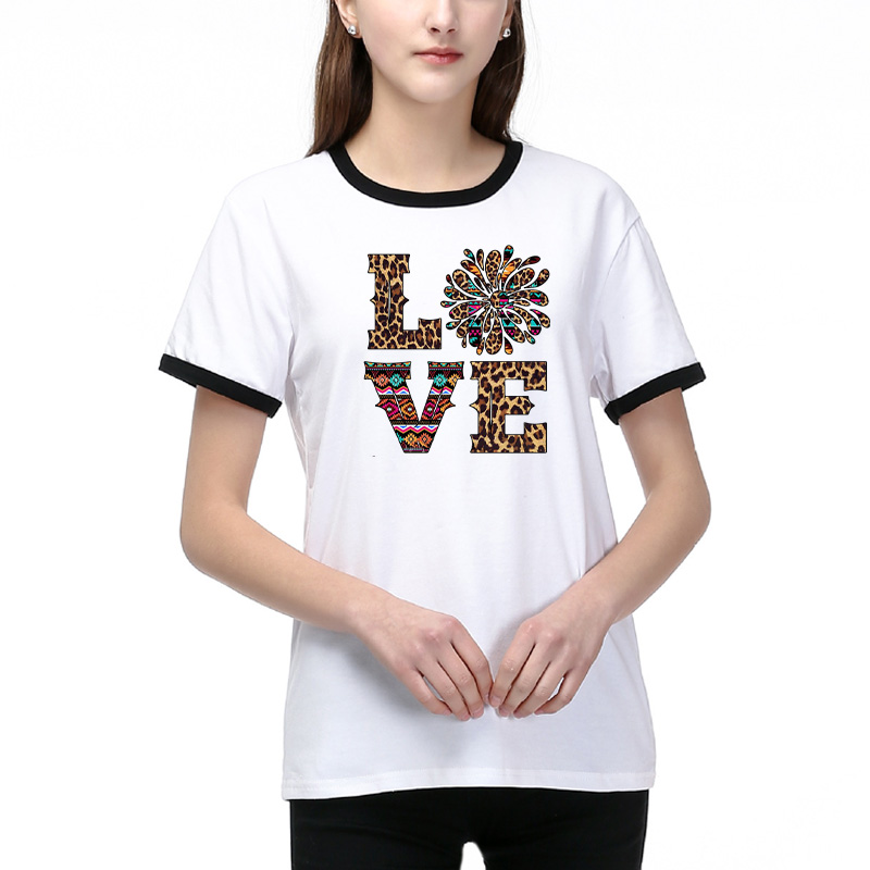 

Fashion DIY T Shirt for Women New Summer Tees with Letter Printed Casual Breathable T Shirts Ladies DIY Clothing Size -2XL, Black
