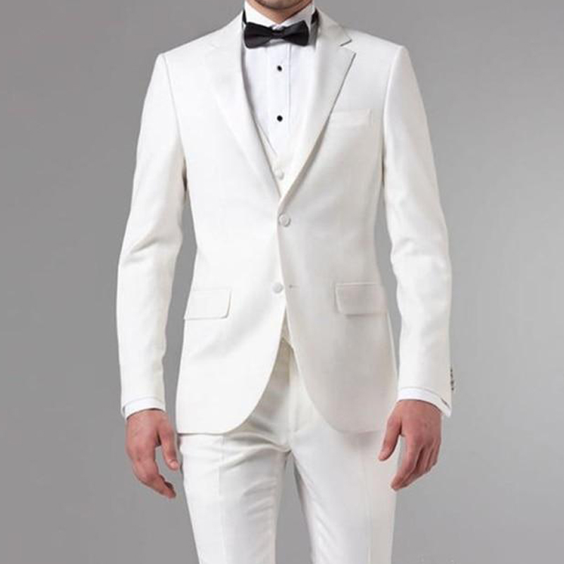 

Fashion 2021 White Wedding Tuxedos for Groom Notched Lapel 3 Piece Custom made Men Suits Set Jacket Vest with Pants Gentleman, Black