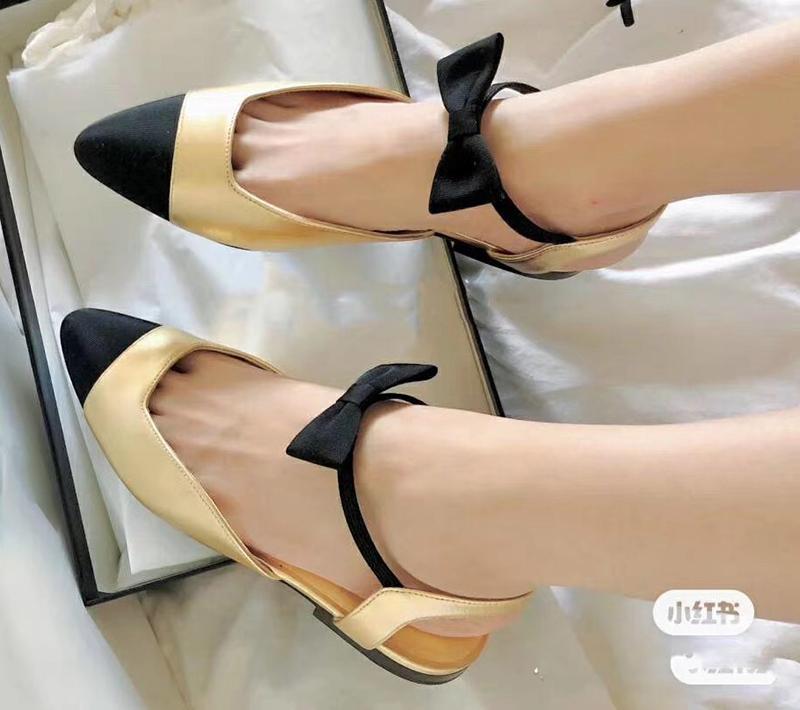 

Flat bottomed pointed sandals womens 20 new product half bow back empty single shoes versatile low heel leather shoes with box and dustbag, Red