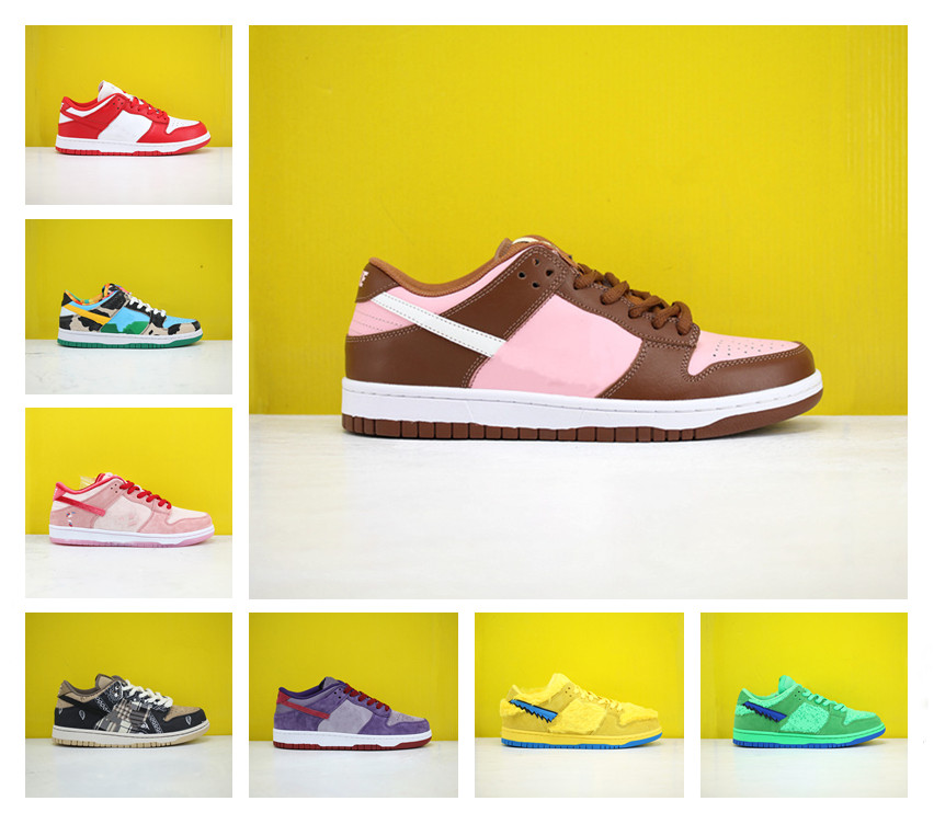 

2021 SB Sean Cliver dunky Chunky mens casual shoes dunk NIGHT OF MISCHIEF viotech plum panda pigeon StrangeLove Low pink blue men women sneakers, White;red