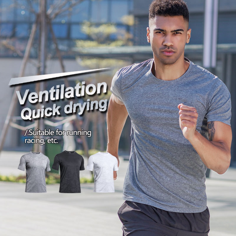 

Quick Dry Running Shirt Men Short Sleeves Loose Casual Sportswear Basketball Running Male Tshirt Breathable Sports Tee Top, Black
