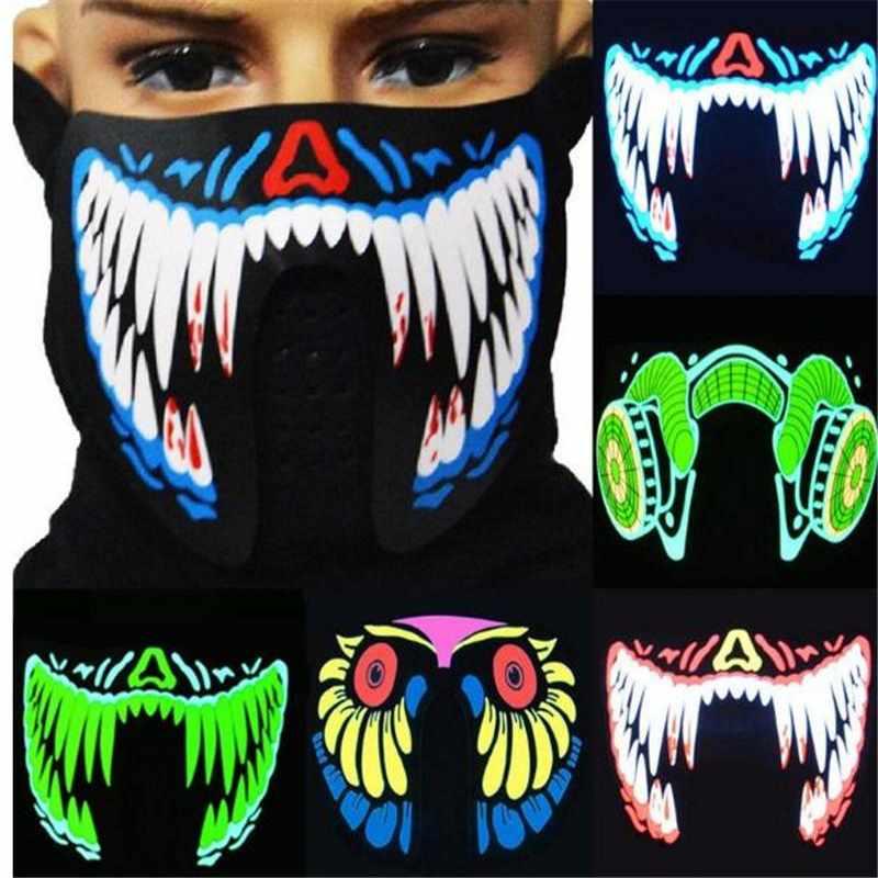 US Fashion 41 Styles EL Mask Flash LED Music Mask With Sound Active for Dancing Riding Skating Party Voice Control Mask Party Masks-image-558417681