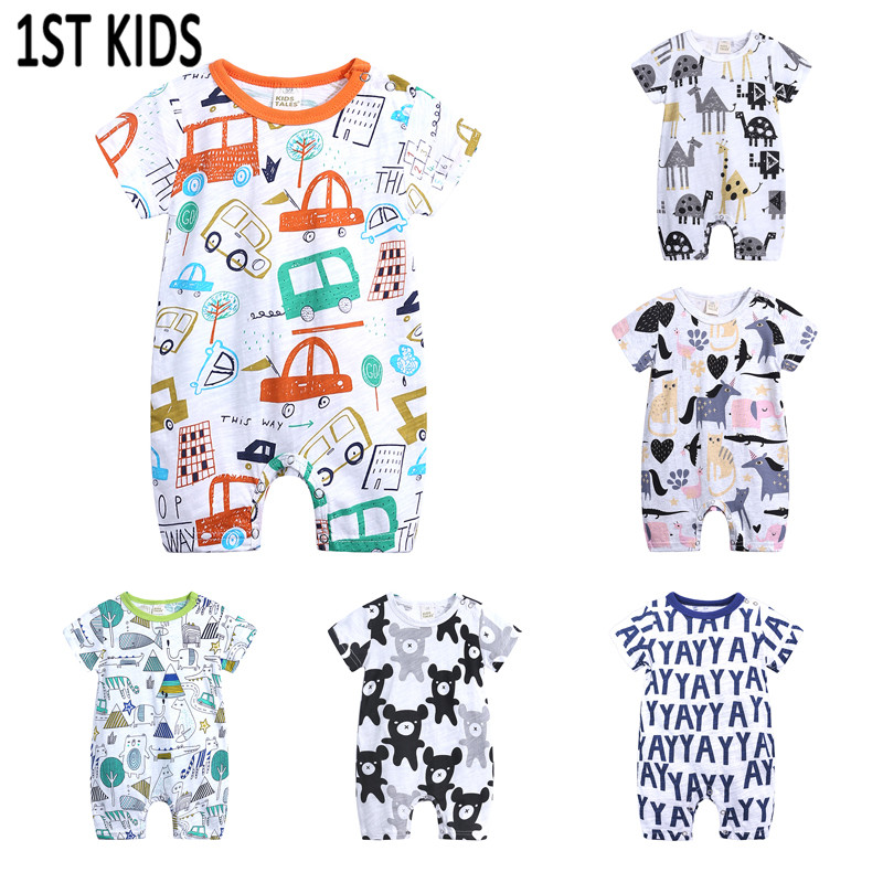 

Summer Brand Baby Rompers Short Sleeve Baby Boy Girl Clothing Kids Jumpsuits Newborn Clothes Roupas Jacket Pure Votton DBR195, As photo