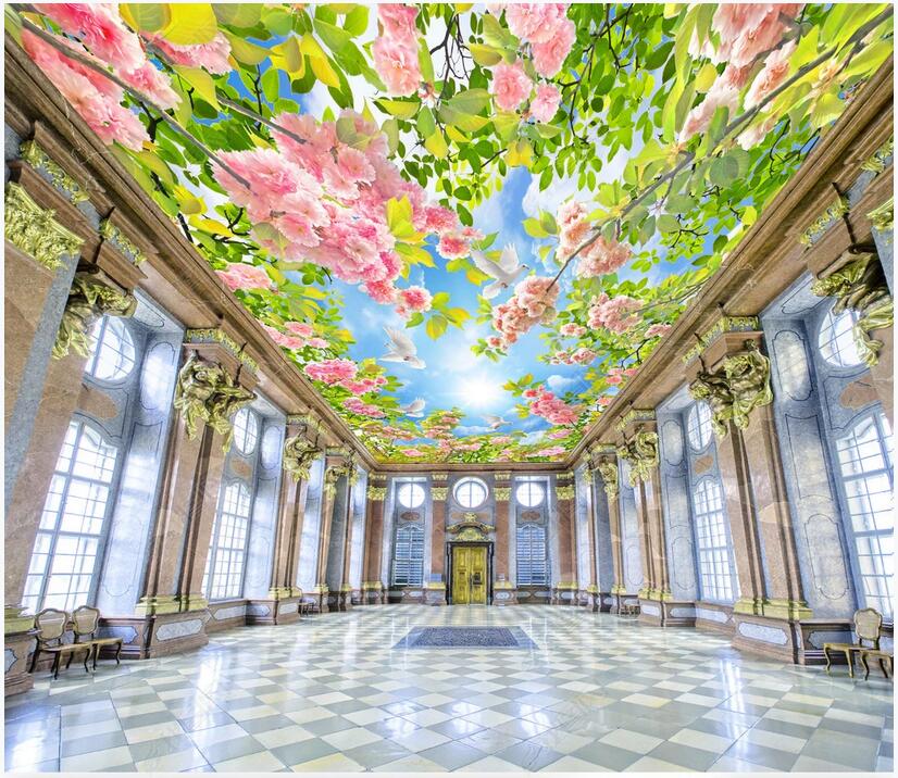 

3d ceiling murals wallpaper custom photo Large HD Flower Zenith Nature Ceiling wall murals 3d landscapes room wallpaper for walls 3 d, Non-woven