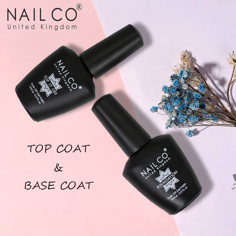 

NAILCO 15ml Top Coat And Base Coat Art Design Gel Nail Polish UV Top Base UV LED Soak Off Gel For Nail Decoration Varnish