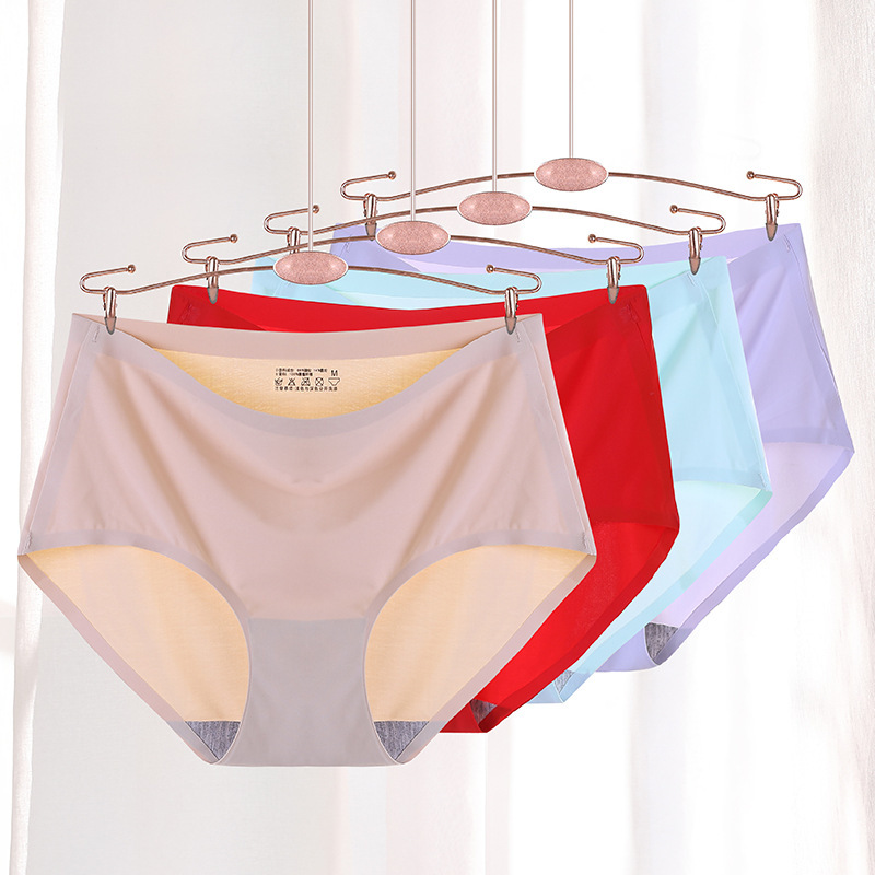 

Seamless Viscose Fiber Underwear Women's Elastic Seamless Breathable Comfortable Mid-Waist Cotton Crotch Briefs Girl's, Black