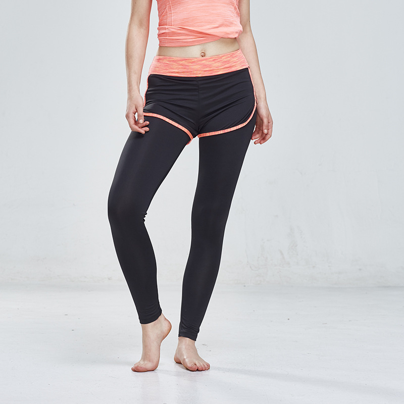 

2 in 1 Sports Pants Anti-exposure Stretch Yoga Fitness Quick Dry Breathable Sports Running Pants Women Elastic Workout, Green