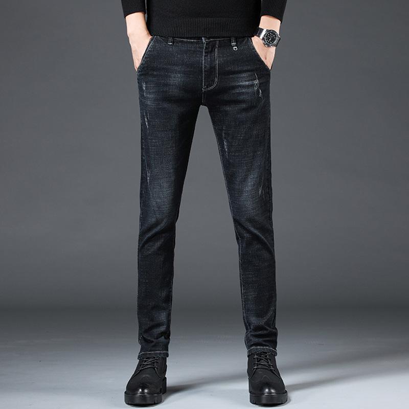 

New Arrivals Men's Denim Pants Retro Causal Jeans Loose Straight Trousers, As pic