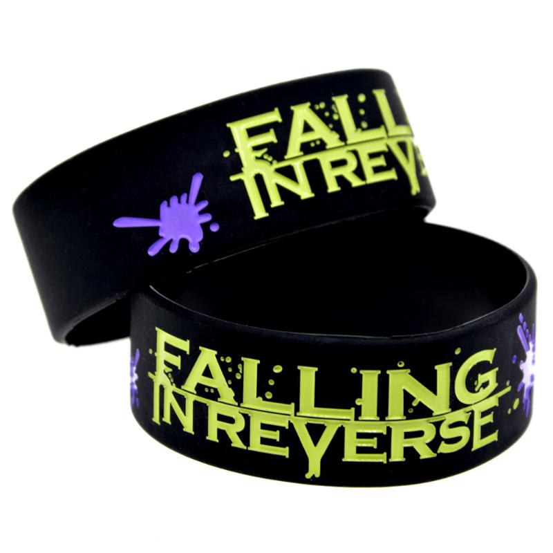 

1PC Black Debossed Falling In Reverse Silicone Bracelet for Music Concert