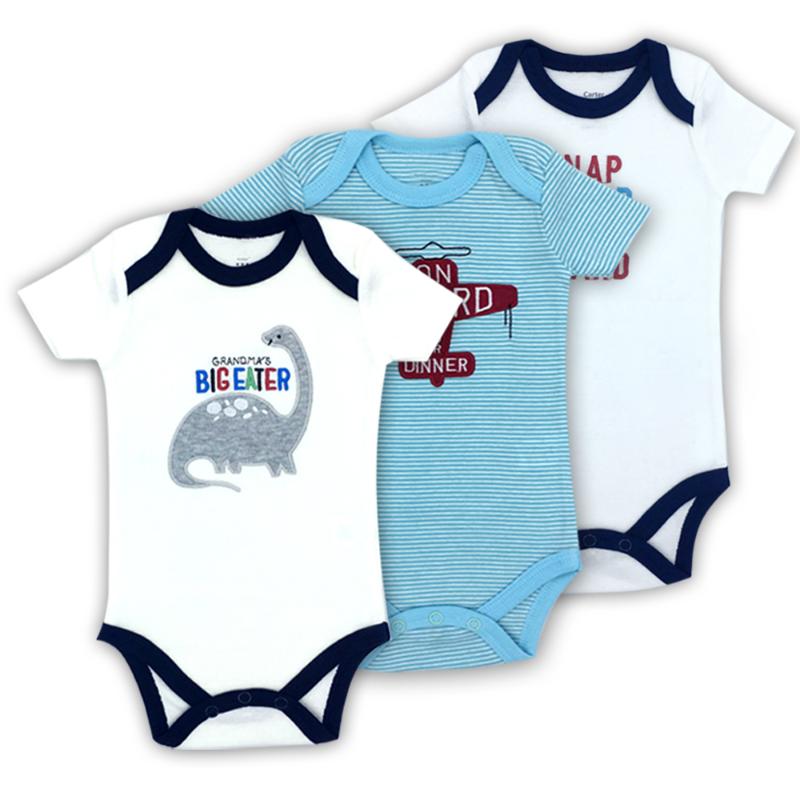 

3PCS/Lot Baby Bodysuit Infant Jumpsuit Overall Short Sleeve Body Suit Baby Clothing Set Summer Cotton Baby's Sets, Qf2018110