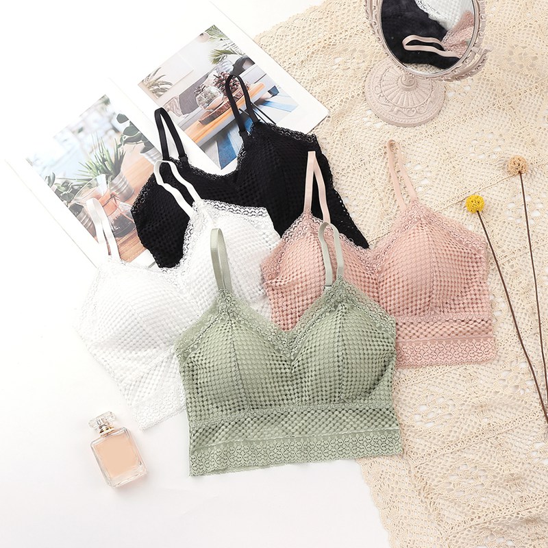 

Women's Sport Bra Solid Color Strap Tube Top Beautiful Back Girl Wrap Chest Lace Inside Rimless Vest