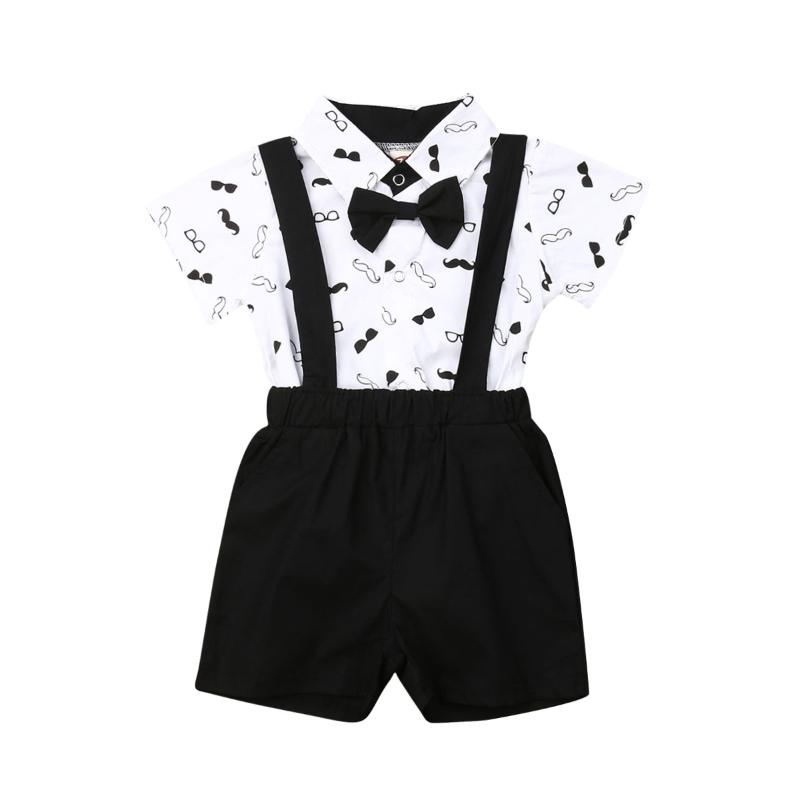 

0-24M Newborn Baby Boys Wedding Formal Suits Bowtie Gentleman Shirt Romper Top Bib Shorts Tuxedo Outfit Boy Formal Clothes Sets, As pic