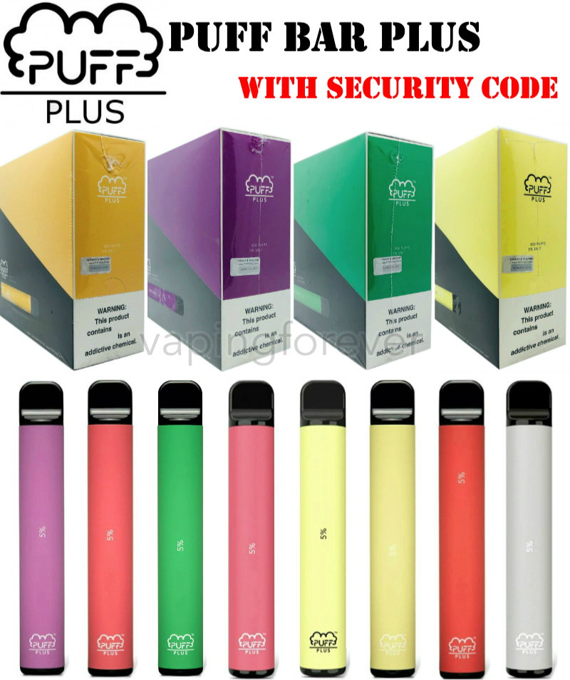 

New Packaging PUFF BAR PLUS 800 Puffs Disposable Stick Pen 550mAh Battery 3.2ml Pre-Filled Vape Carts Pods e Cigs Portable Vaporizer Device