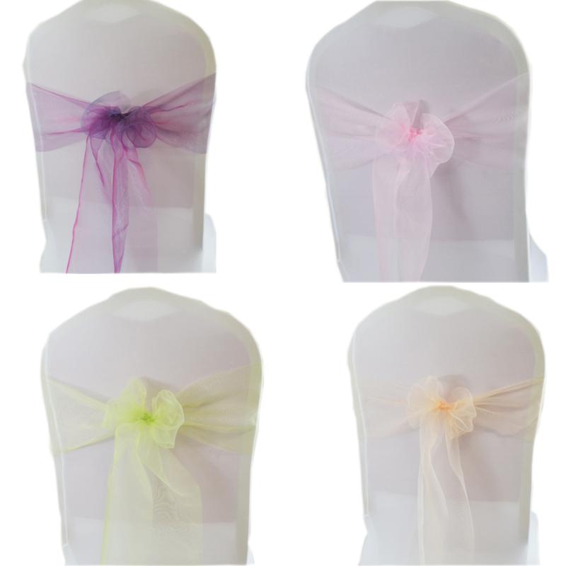 

Crystal Organza Non-hemming Chair Sashes for Wedding Decoration Sheer Chair Cover Party Banquet Hotel Party Chairs Band Decor