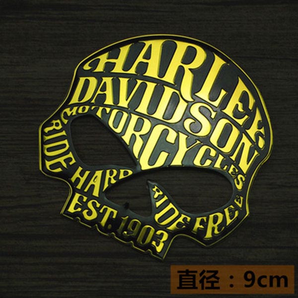 

Harley motorcycle Skull Embroidery Patches Clothes Stickers Applique Flower-Rose-Skeleton Iron-On Metal modified body stickers 9pcs/Lotd07, Yellow