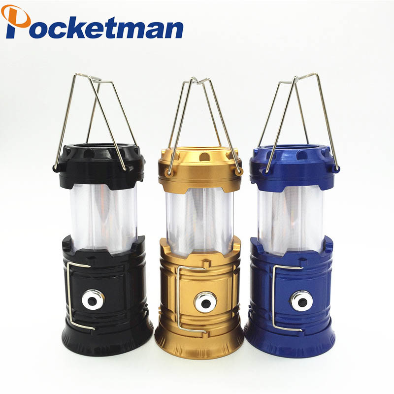 

3-in-1 Solar Power LED Camping Lantern 2 Lighting Source powerful Portable Outdoor Tent Light Lamp Flame Lantern Flashlights