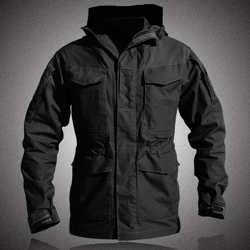 

M65 UK US Men Autumn Flight Pilot Coat Army Clothes Casual Tactical Hoodie Field Jacket Windbreaker Waterproof Jackets, Black