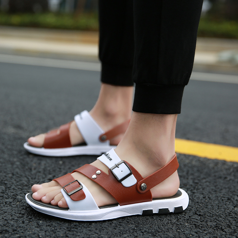 

Men PVC Sandals Thick-soled New Summer Wear-resistant SandalsCasual Beach Shoes Size 39-44 Black Casual Buckle Slippers