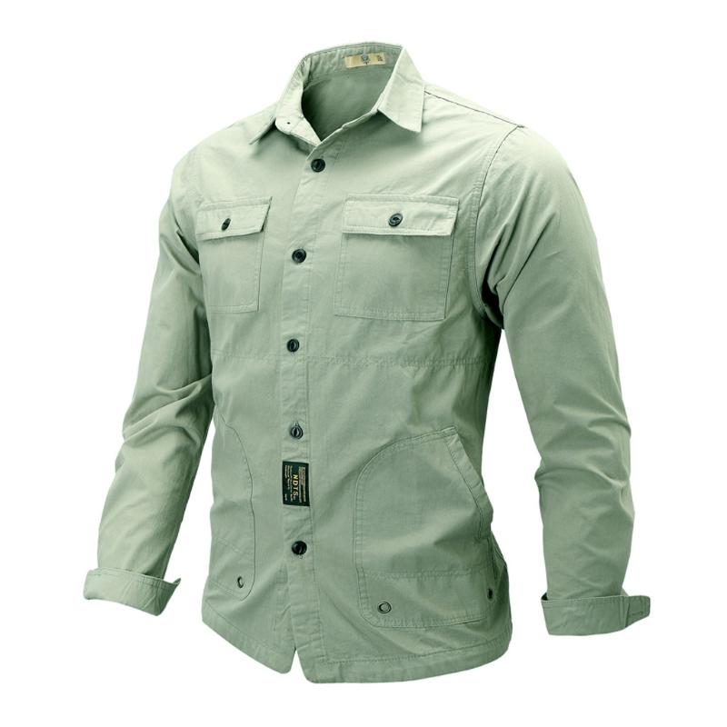 

Blouse Shirt Camisa Long-Sleeve Streetwear Autumn Men's Casual Hip-hop Pocket Blouse Camisa Mens Clothing Plus Size, Black