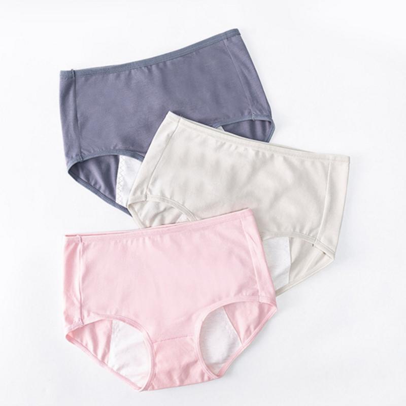 

2pcs Menstrual Panties Women Sexy Pants Leak Proof Incontinence Underwear Period Proof Cotton Briefs High Waist Warm Female, Black