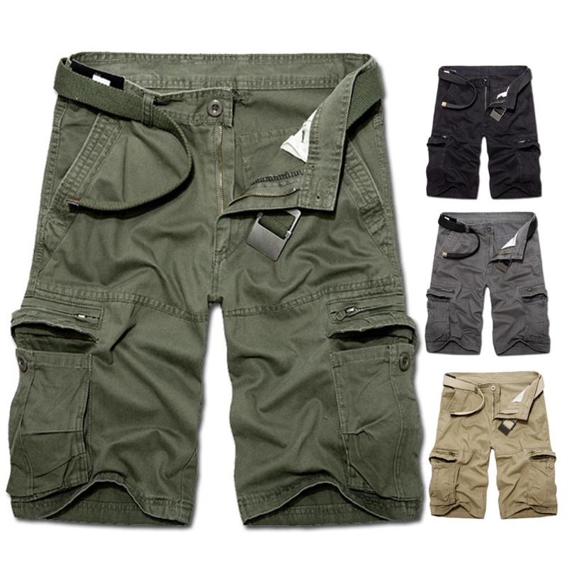 

Cargo Shorts Men 2020 New Men Casual Solid Color Breathable Multi Pockets Short Cargo Pants Beach Short Pants Plus Size, Black