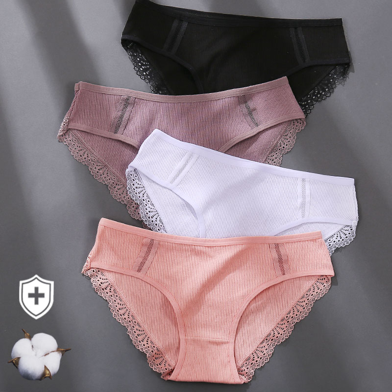 

Cotton Panties Female Underpants Sexy Women Underwear Soft Lingerie Lace Briefs for Woman Cotton Solid Color Pantys Side Mesh, Blue