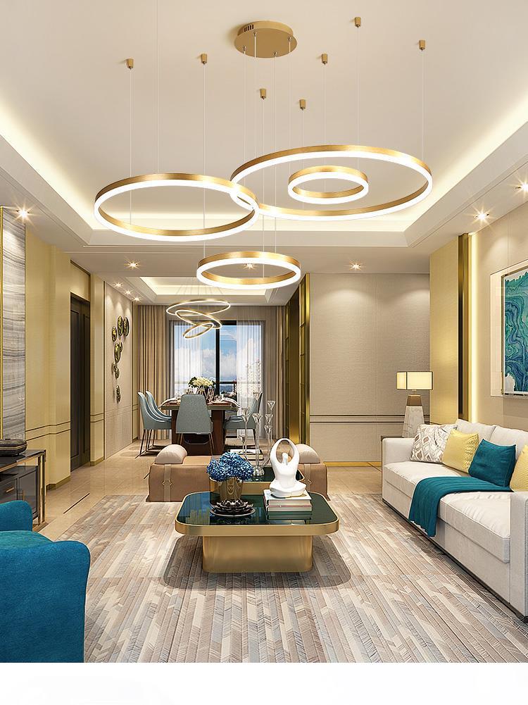 

Living room chandelier modern minimalist creative personality ring art atmosphere home lamp modern restaurant led lamps