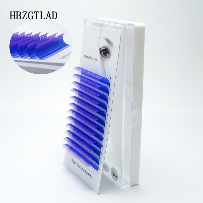 

HBZGTLAD Brand new C/D curl 0.07/0.1mm 8-15mm false lashes purple+blue eyelash individual colored lashes Faux eyelash extensions