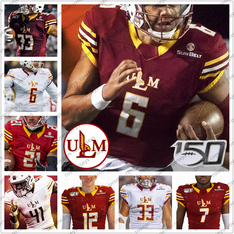 

Custom 2020 Louisiana-Monroe Warhawks Football #6 Caleb Evans 7 Zach Jackson 8 Josh Johnson 12 Markis McCray Men Youth Kid Jerseys 4XL, White with 150th patch