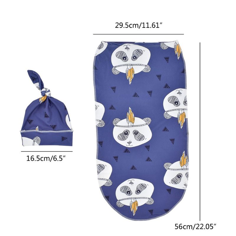 

2Pcs Baby Swaddle Wrap with Matching Hat Infant Newborn Wrap Sleeping Bag 0-6M D08C