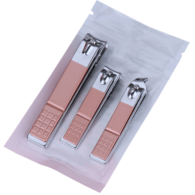 

At Fashion 3PCS Large Nail Clipper Oblique Nail Scissors Set Rose Gold Manicure Pedicure Care Tools