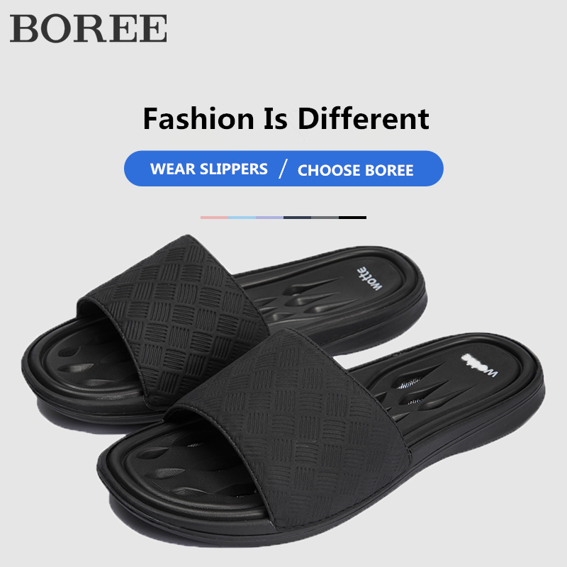 

BOREE Home Men Slippers Simple 6 Colors Shoes Non-slip Bathroom Slides Couples Indoor Men Slippers Flip Flops Women Slipper, Navy blue