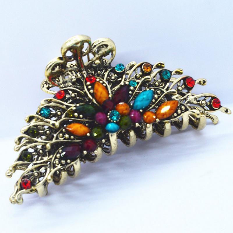 

Imitated Turquoise Metal Hair Clip Vintage Cut Headdress Grip Clip
