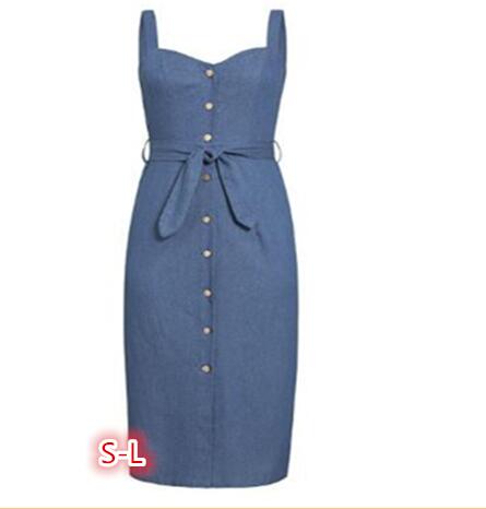 

Sexy long women denim dress with belt Vintage female buttons denim dress Spring autumn slim ladies office 2020, Blue