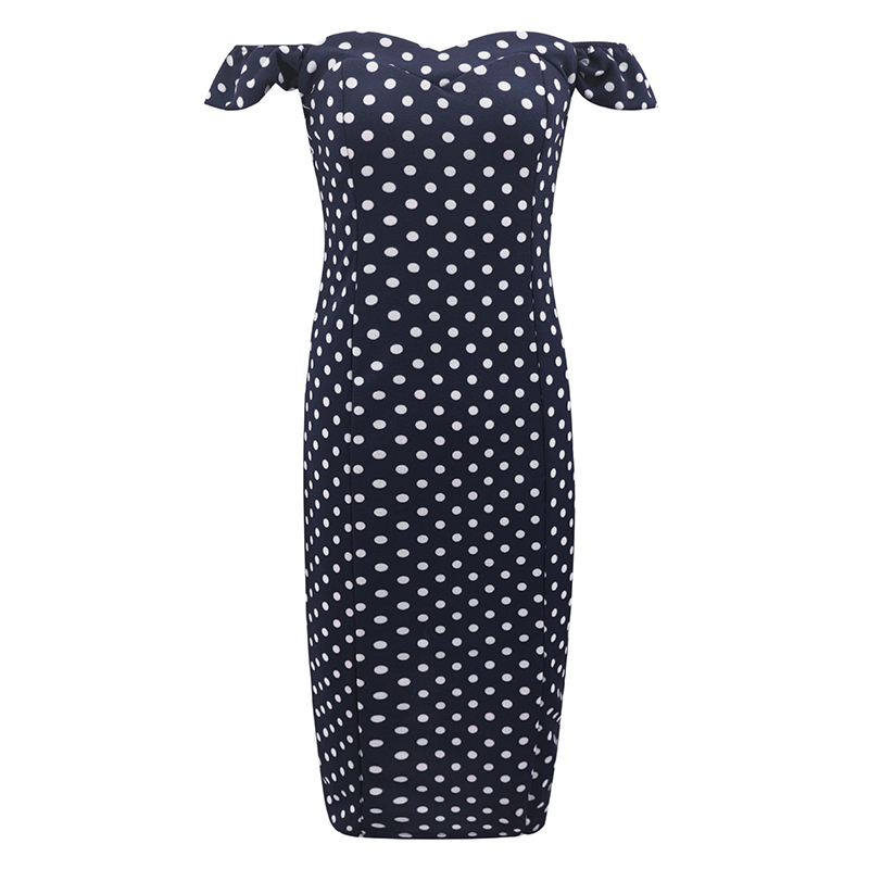 

Holiday Off Shoulder Crochet Patchwork Sundress Butterfly Sleeve Polka Dot Elegant Women Midi Dress Femme Sexy Sheath Robe GV2991, Gv526 navy blue