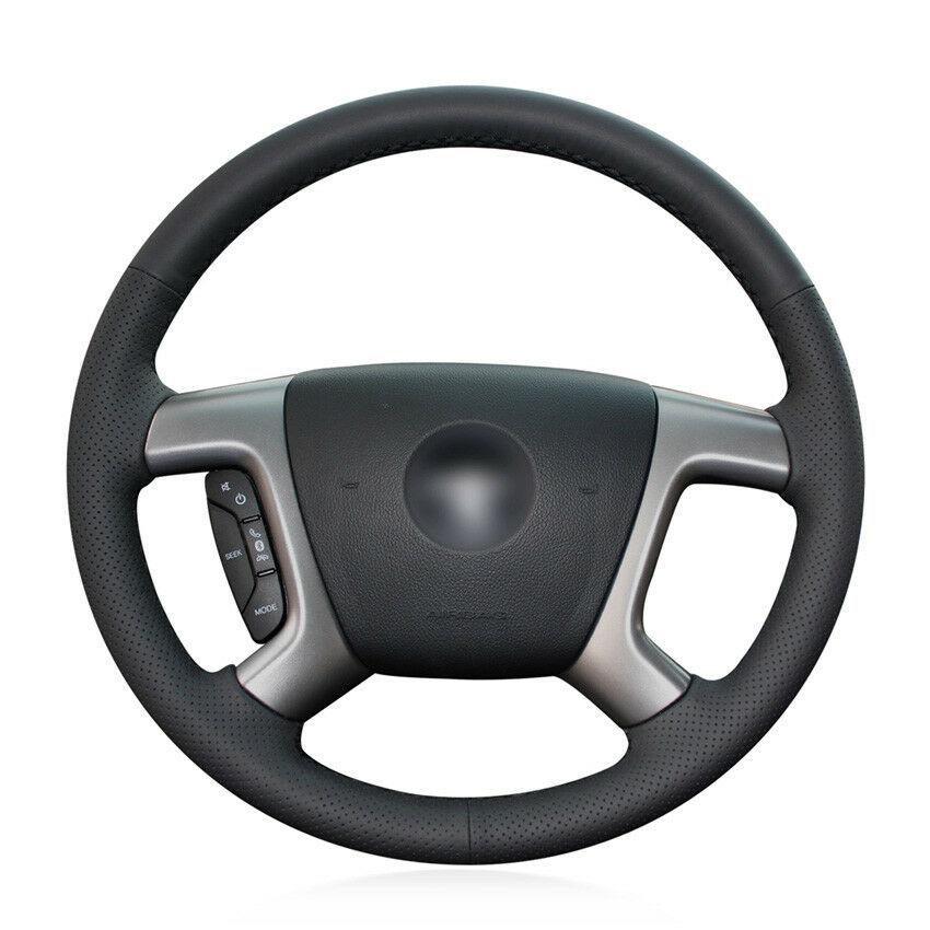 For Chevrolet Captiva hand-sewn steering wheel cover black artificial leather-image-554492413